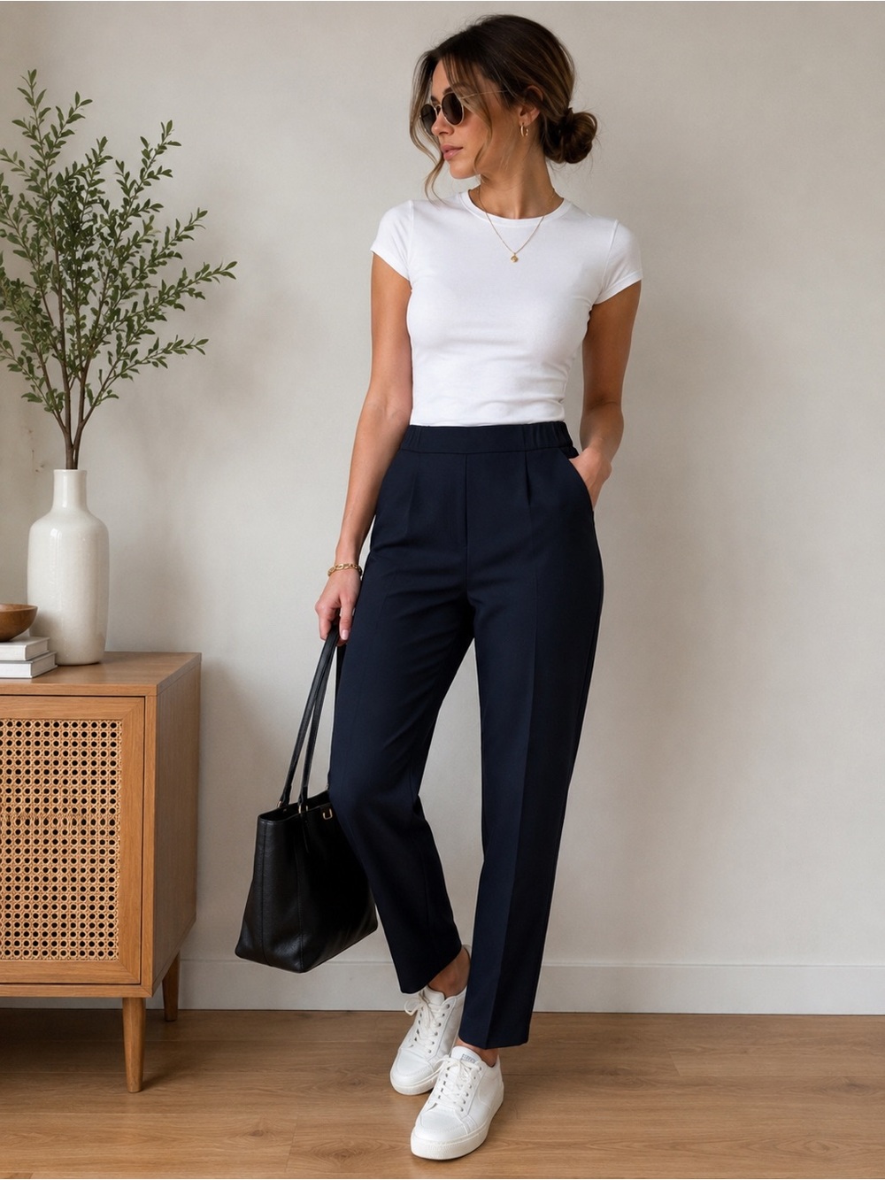 💙 Maison d’Amélie Paris Navy Pull-On Tapered Career Pants – Size 6